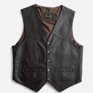 Vintage black brown leather vest